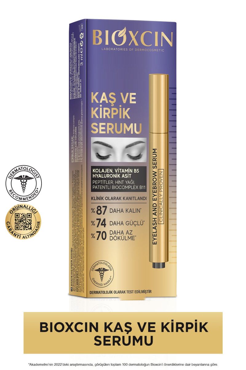 سرم تقویت‌کننده ابرو و مژه بیوکسین، حاوی کلاژن، هیالورونیک اسید، روغن کرچک، کراتین، پپتیدها، B5 و B11 (اورجینال + هدیه)