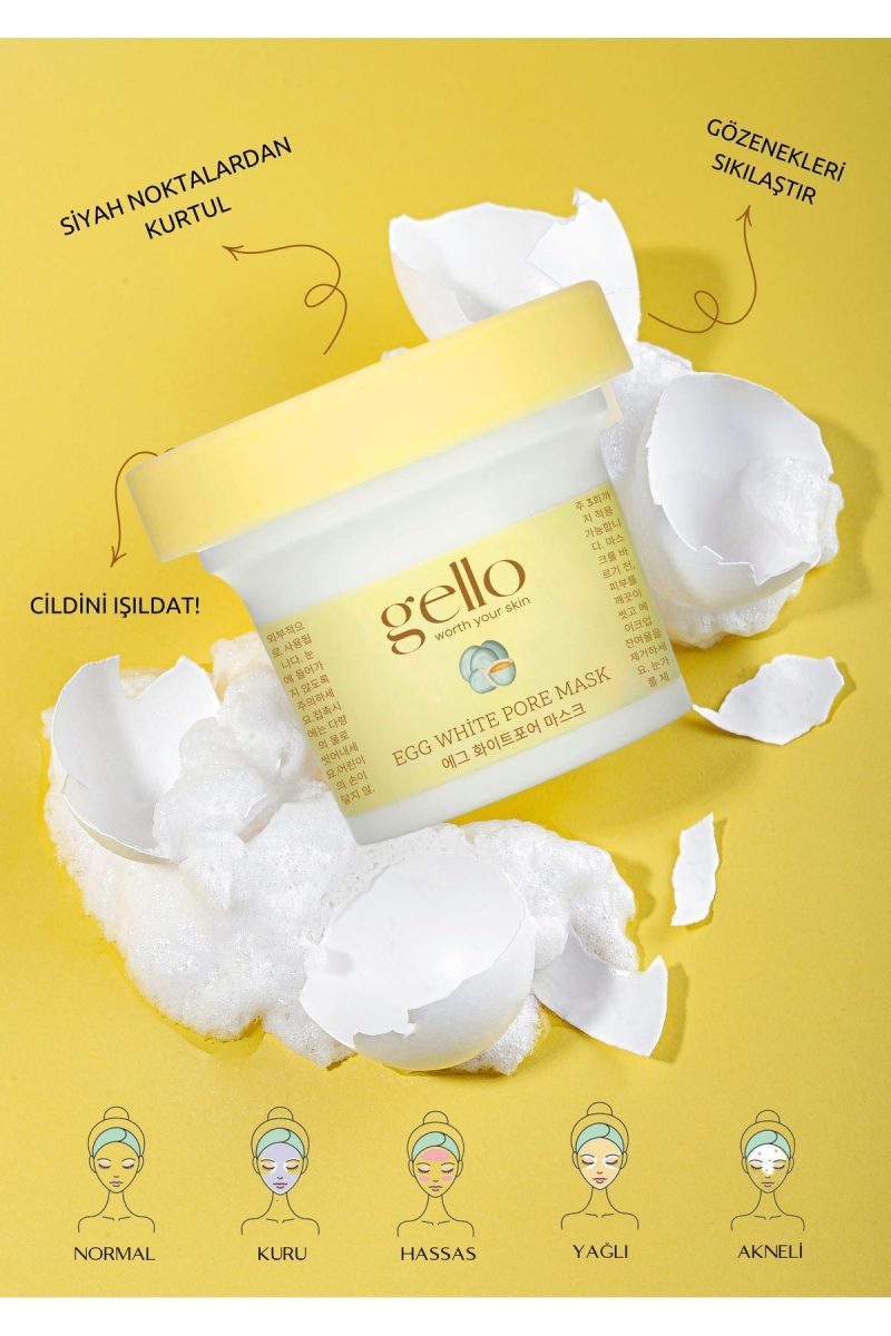 ماسک سفت‌کننده منافذ GELLO با ترکیب ویژه سفیده تخم‌مرغ - Egg White Pore Mask - معجزه‌ای برای پوست صاف و یکدست (اورجینال + هدیه)