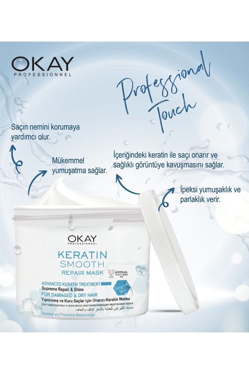 OKAYPROFESSIONNEL Keratin Smooth Onarıcı Maske 500 ml