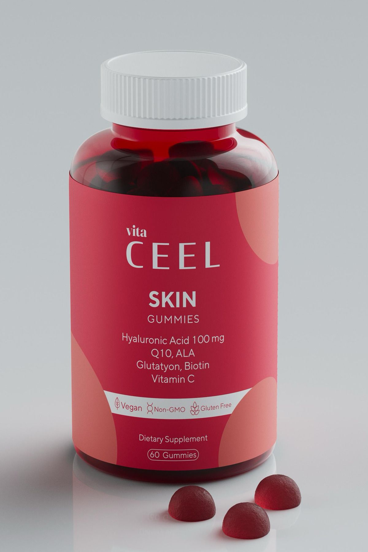 Vita Ceel Cilt Vitamini Çiğnenebilir Vegan Gummy, Hyaluronic Acid, Vitamin C, Glutatyon, Q10, Ala, Biotin