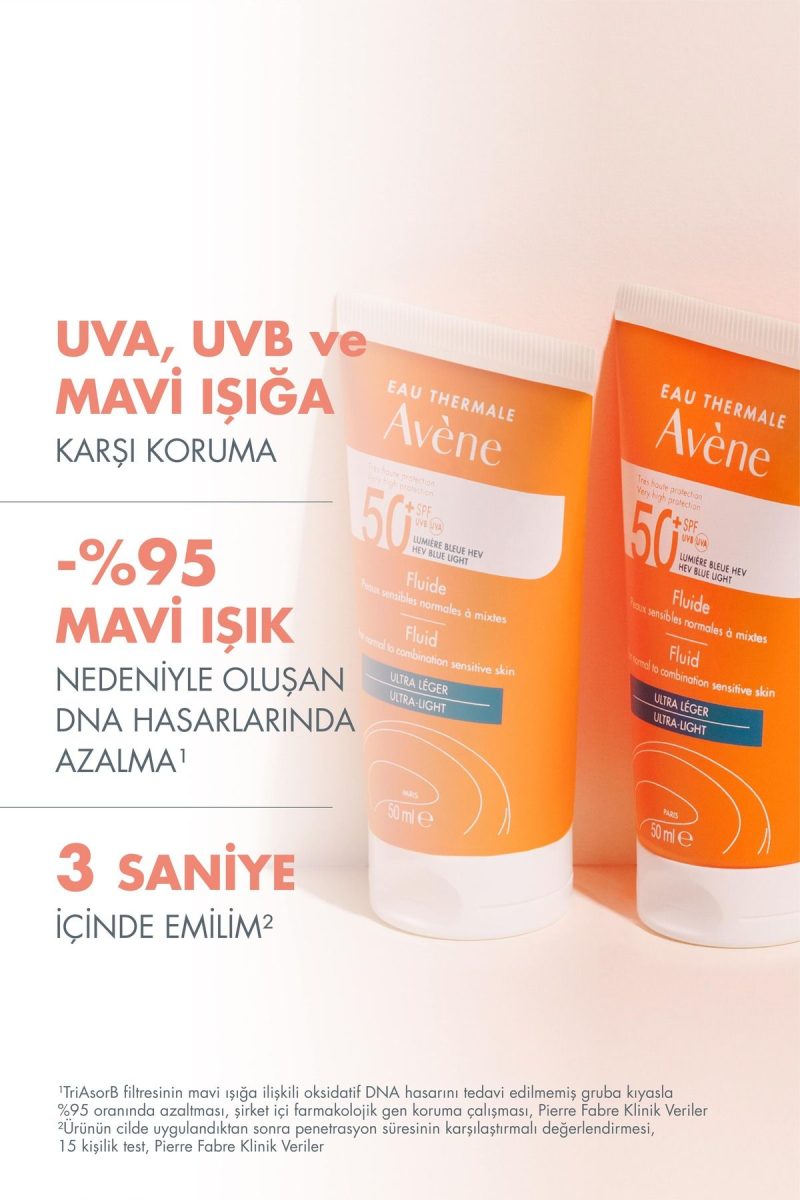 Avene Fluid SPF 50+ Normal ve Karma Ciltler için Yüksek Korumalı Yüz Güneş Kremi 50 ml