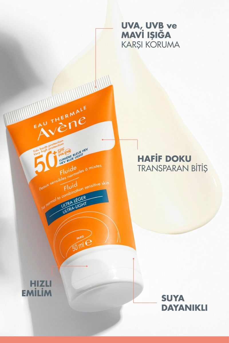 Avene Fluid SPF 50+ Normal ve Karma Ciltler için Yüksek Korumalı Yüz Güneş Kremi 50 ml