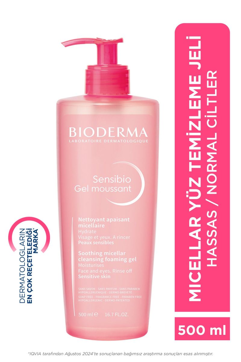 Bioderma Sensibio Foaming Gel Hassas ve Normal Ciltler Durulanan Micellar Yüz Temizleme Jeli 500 ml