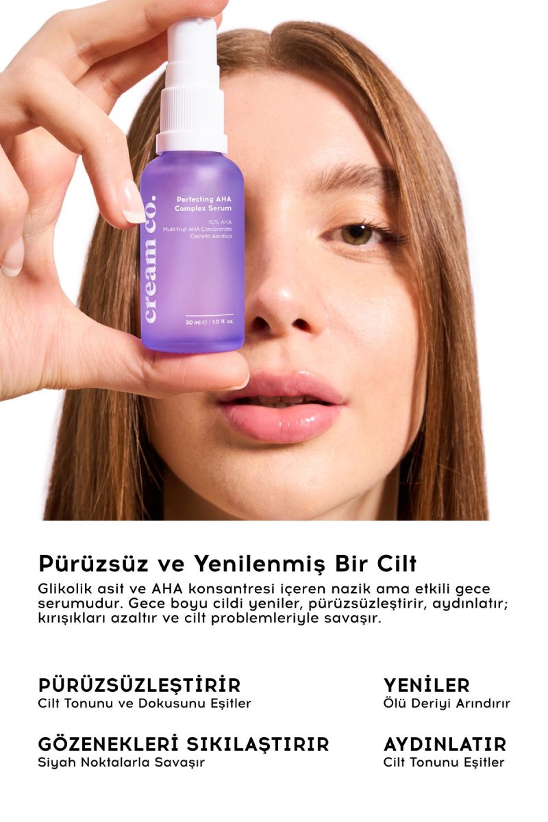 Cream Co. Aha Bha C Vitamini Serum | Cilt Tonu Eşitleyici Gözenek Sıkılaştırıcı | Glikolik Asit Centella
