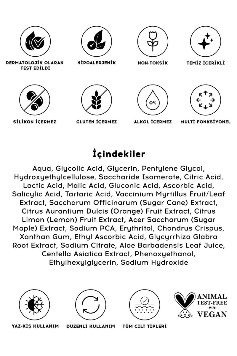 Cream Co. Aha Bha C Vitamini Serum | Cilt Tonu Eşitleyici Gözenek Sıkılaştırıcı | Glikolik Asit Centella