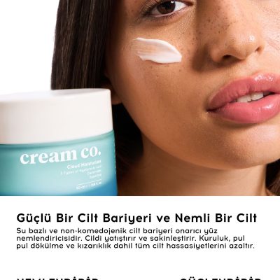 Cream Co. Moisturizer | Su Bazlı Nemlendirici Yüz Kremi Yatıştırıcı Bariyer Onarıcı | Tüm Cilt Tipleri