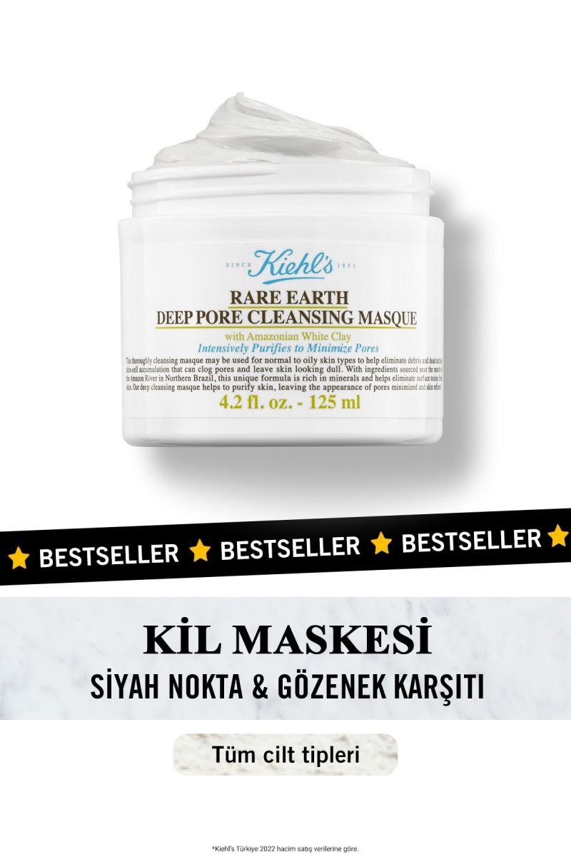 Kiehl's Siyah Nokta Karşıtı ve Gözenekleri Derinlemesine Arındıran Rare Earth Kil Maskesi 125 ml