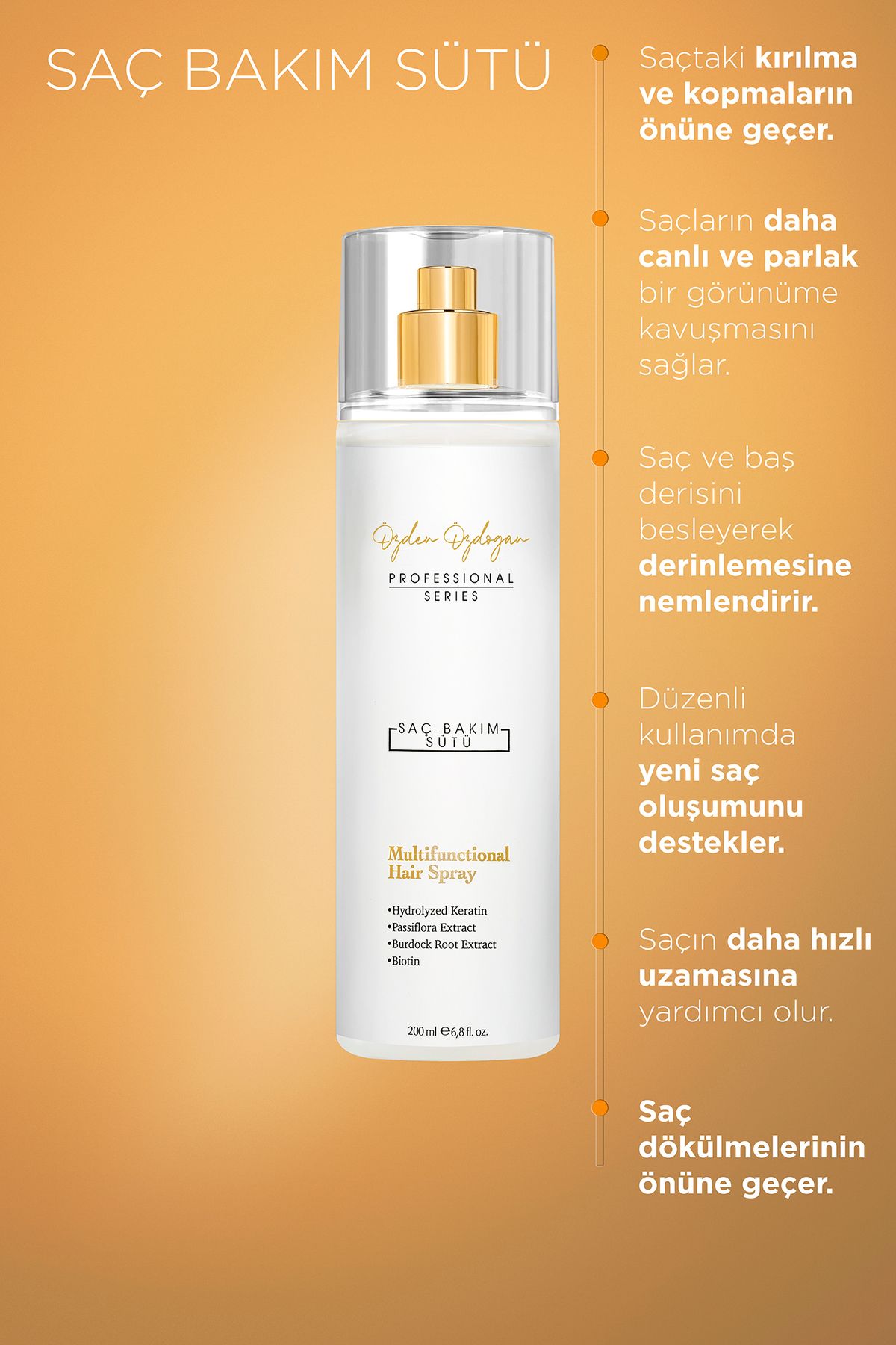 ÖZDEN ÖZDOĞAN Güçlendirici, Besleyici Ve Onarıcı Saç Bakım Sütü Keratin & Biotin 200 ml
