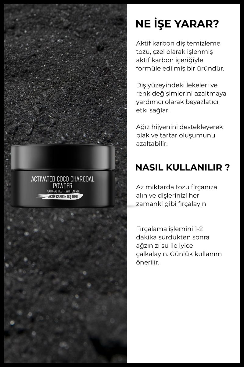 RC COSMETİCS Aktif Karbon Diş Temizleme Tozu