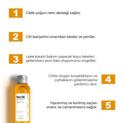Sinoz No:16 Nemlendirici Besleyici Yenileyici Işıltı Verici Mucizevi Onarıcı Bakım Yağı 100 ml