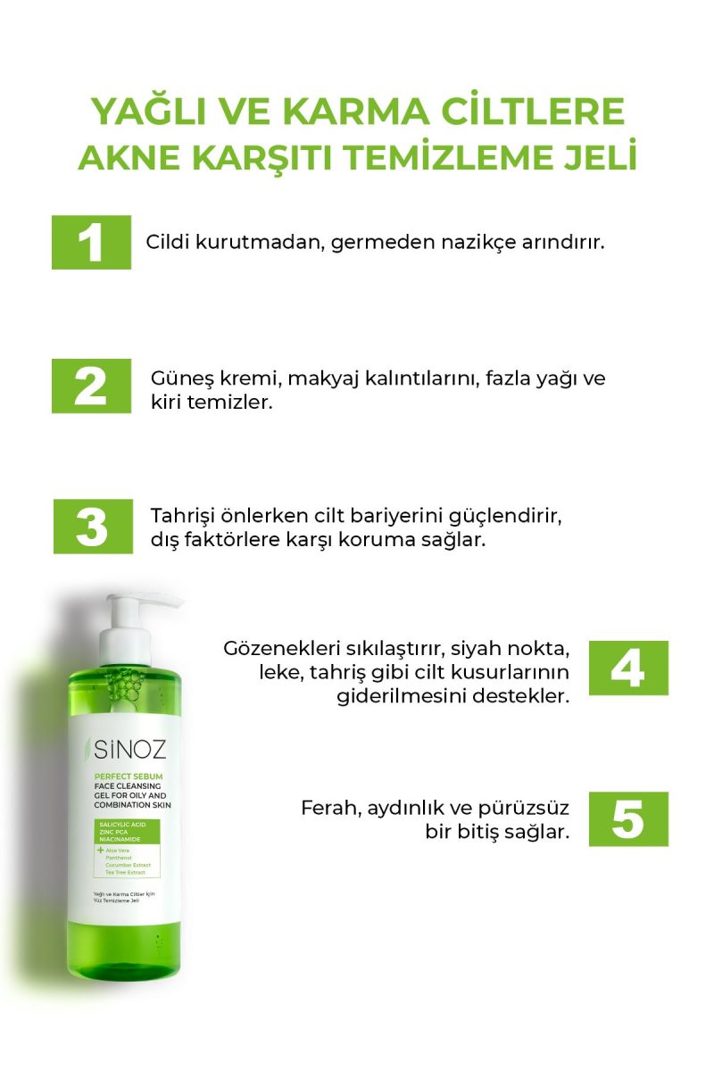 Sinoz Yağlı Ve Karma Ciltler İçin Sebum Dengeleyici Yüz Temizleme Jeli 400 ml