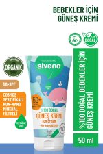 Siveno 0 Doğal Bebek Güneş Kremi Leke Karşıtı Antioksidan Nemlendirici Bitkisel UVA UVB SPF 50+ 50 ml