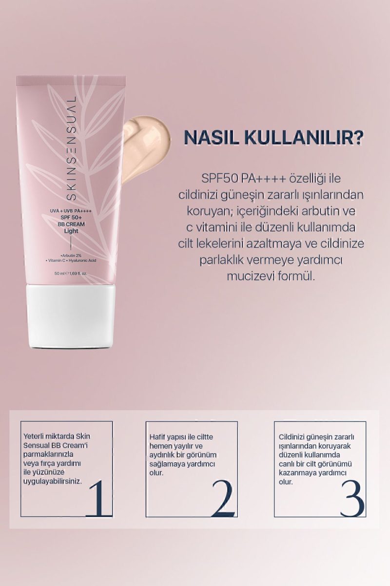 Skin Sensual BB Krem Light| 50 Spf Uva/Uvb Pa++++ | Leke Oluşumunu Önlemeye Yardımcı, Aydınlık ve Canlılık