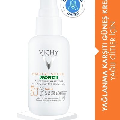 Vichy Capital Soleil UV Clear Yağlı ve Akneye Eğilimli Ciltlere Uygun SPF50+ Güneş Kremi 40 ML