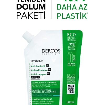 Vichy Dercos Normal/Yağlı Saçlar İçin Kepek Karşıtı Saç Bakım Şampuanı Yeniden Dolum Paketi 500 ML