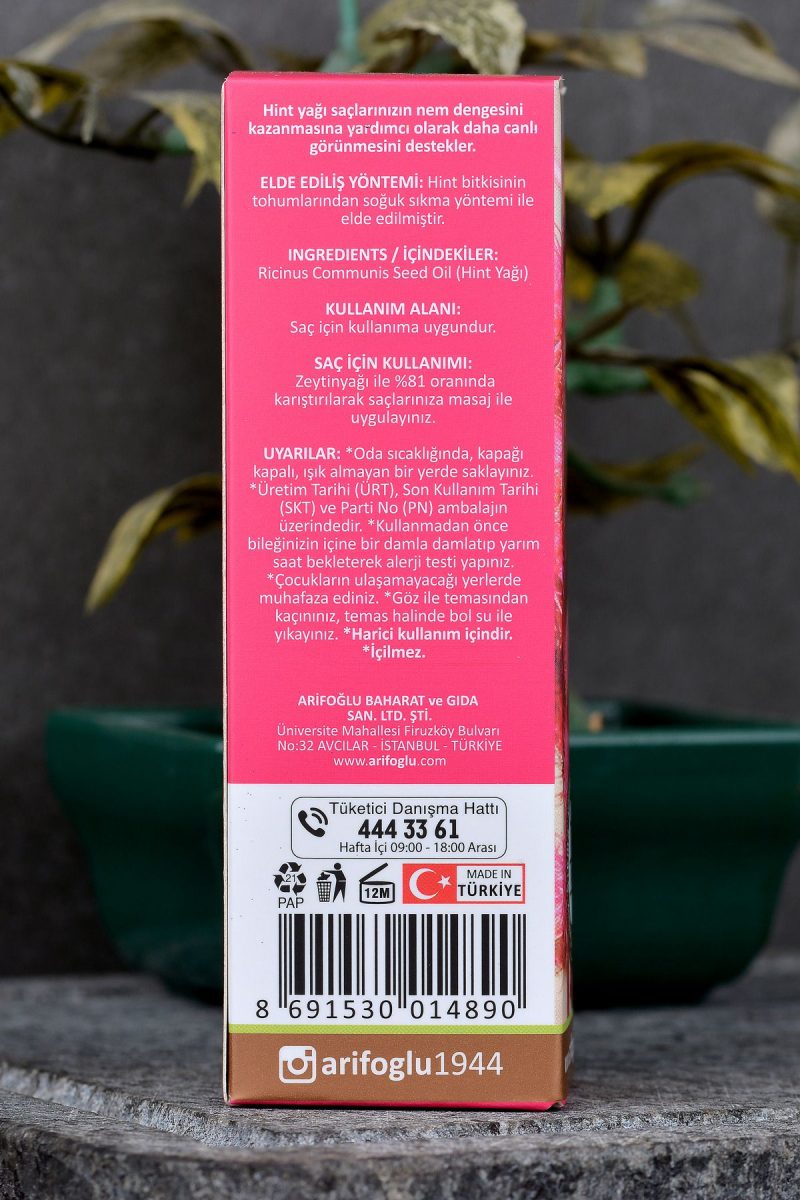 Arifoğlu Hint Yağı Soğuk Sıkım 50ml 0 Saf ve Doğal Castor Oil