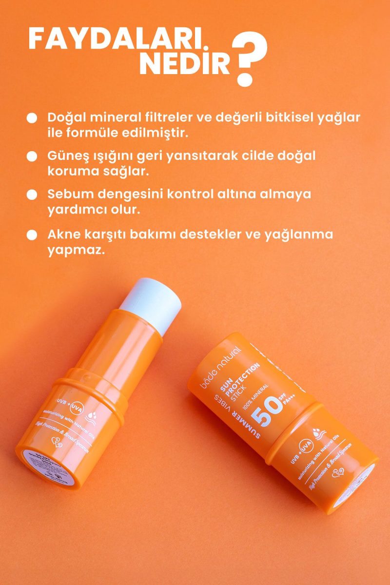 Bade Natural 0 Mineral Filtreli 50 Spf Besleyici Güneş Koruyucu Stick