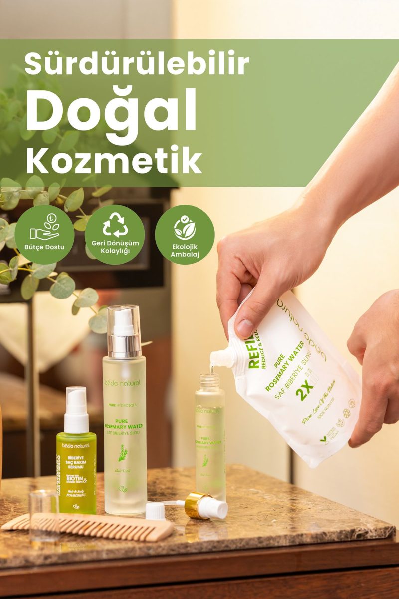 Bade Natural Biberiye Suyu Güçlendirici Saç Toniği Refill Paket 200 ml 0 Doğal Ve Saf