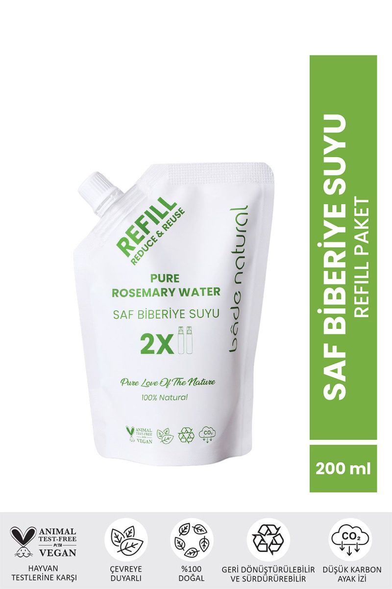 Bade Natural Biberiye Suyu Güçlendirici Saç Toniği Refill Paket 200 ml 0 Doğal Ve Saf
