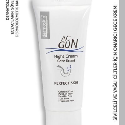 Dermoskin Acgun Sivilce ve Akne Karşıtı Onarıcı Gece Kremi | Yüz Leke Kremi | Salisilik Asit | 30 ml