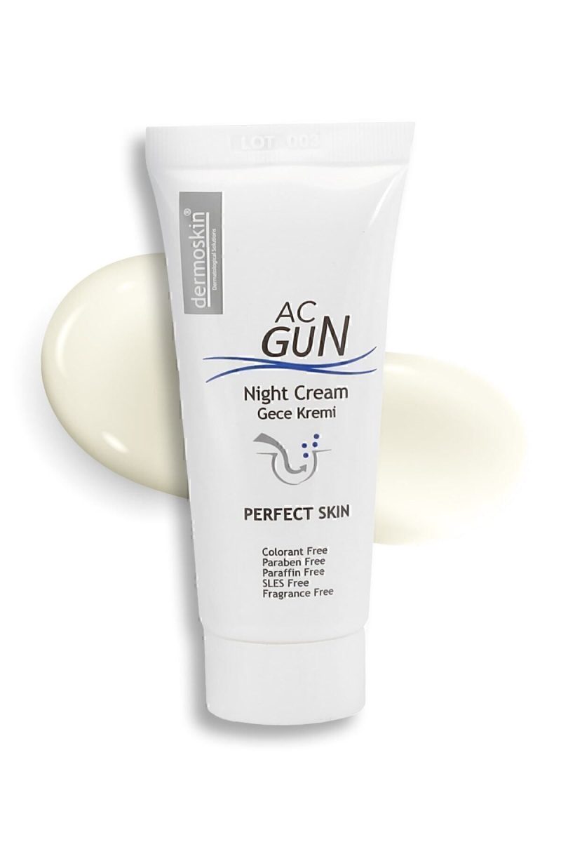 Dermoskin Acgun Sivilce ve Akne Karşıtı Onarıcı Gece Kremi | Yüz Leke Kremi | Salisilik Asit | 30 ml