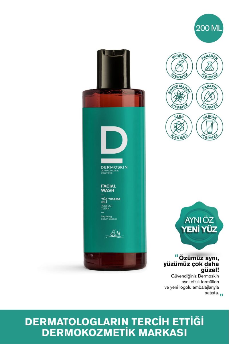 Dermoskin Acgun Sivilce ve Akne Karşıtı Yüz Yıkama Jeli | Yüz Temizleyicileri | Salisilik Asit | 200 ml