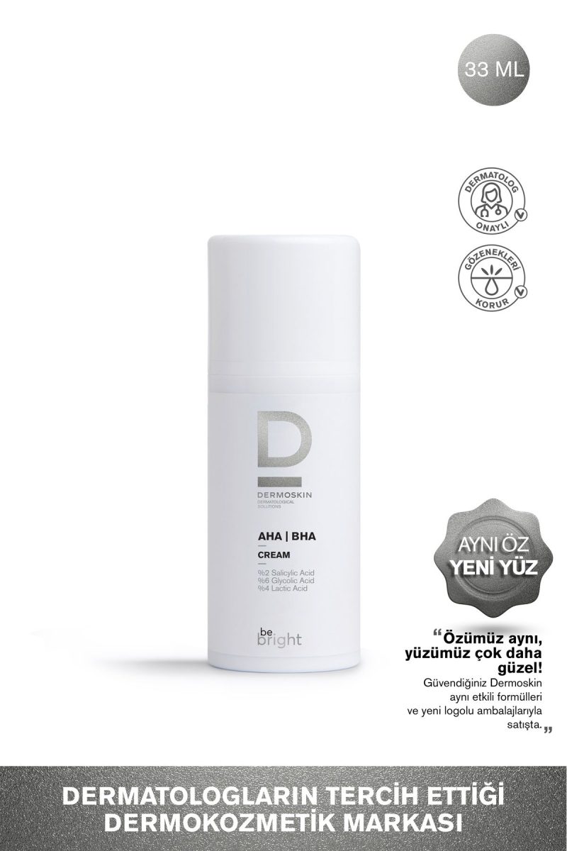 Dermoskin Be Bright AHA & BHA Glikolik Asit & Salisilik Asit Krem | Siyah Nokta | Leke Karşıtı | 33 ml