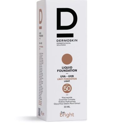 Dermoskin Be Bright Likit Fondöten Light SPF50+ | UVA&UVB Güneş Koruyucu | Yüksek Kapatıcı Fondöten | 33 ml