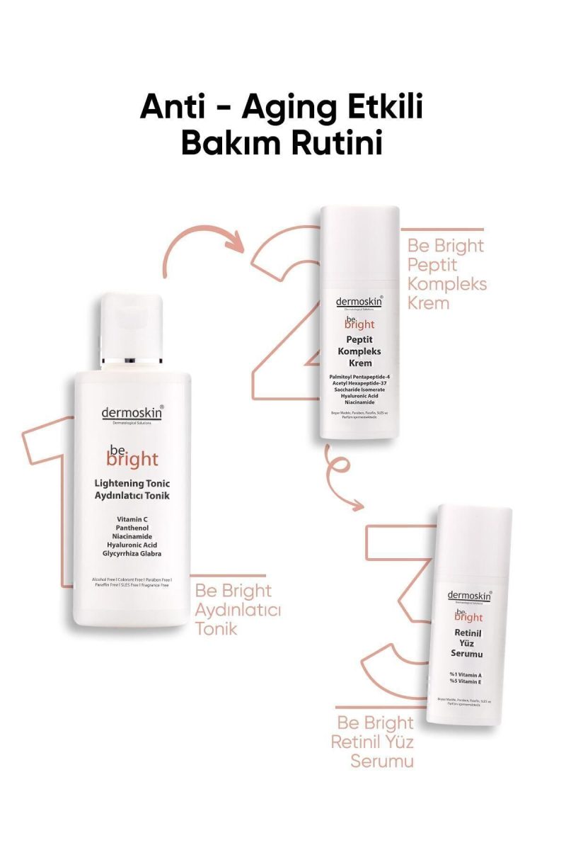 Dermoskin Be Bright Retinil Yüz Serumu | Yaşlanma ve Kırışıklık Karşıtı | Gözenek Sıklaştırıcı | 33 ml