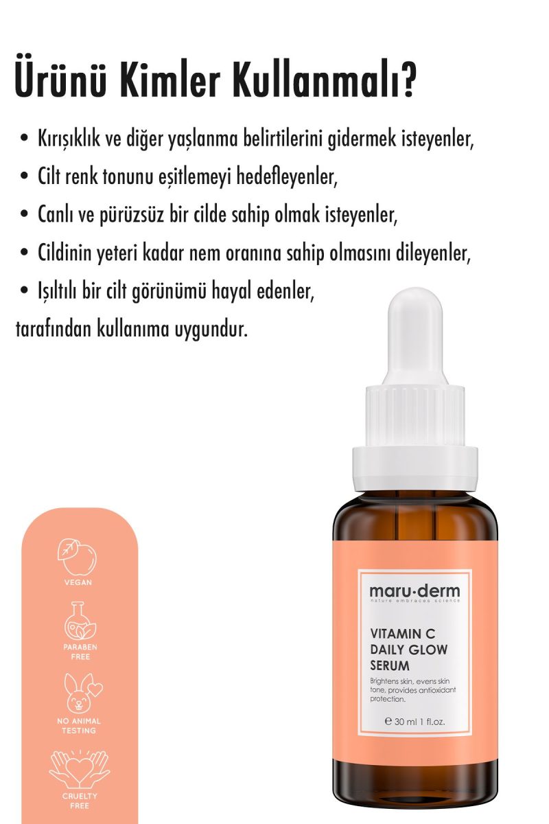 Maru.Derm C Vitamini Ve Peptid Aydınlatıcı Cilt Bakım Serumu 30 Ml