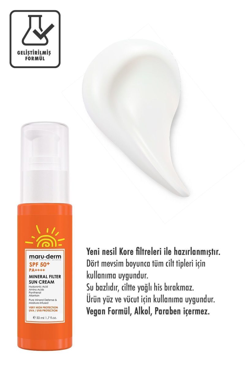 Maru.Derm Güneş Kremi | SPF 50+ 0 Mineral Filtre Güneş Kremi 50 ML