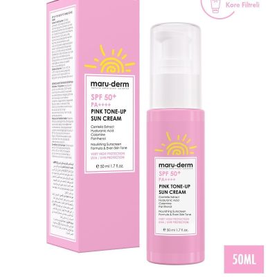 Maru.Derm Güneş Kremi | SPF 50+ Pembe Ton Eşitleyici (Pink Tone-Up) Güneş Kremi | Yeni Nesil Kore Filtreli