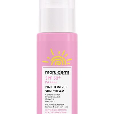 Maru.Derm Güneş Kremi | SPF 50+ Pembe Ton Eşitleyici (Pink Tone-Up) Güneş Kremi | Yeni Nesil Kore Filtreli