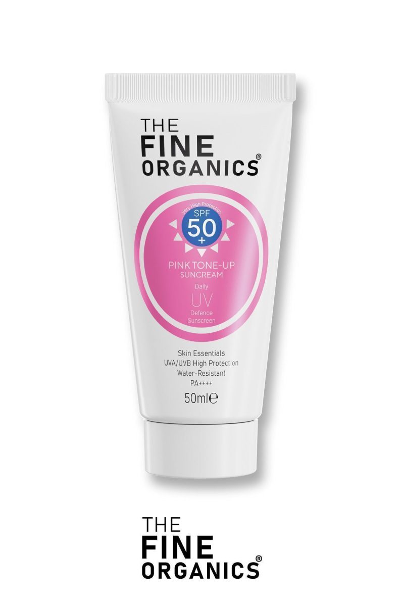 کرم ضدآفتاب صورتی SPF50+ با رنگ‌دهی طبیعی و یکدست‌کننده پوست | برنده THE FINE ORGANICS