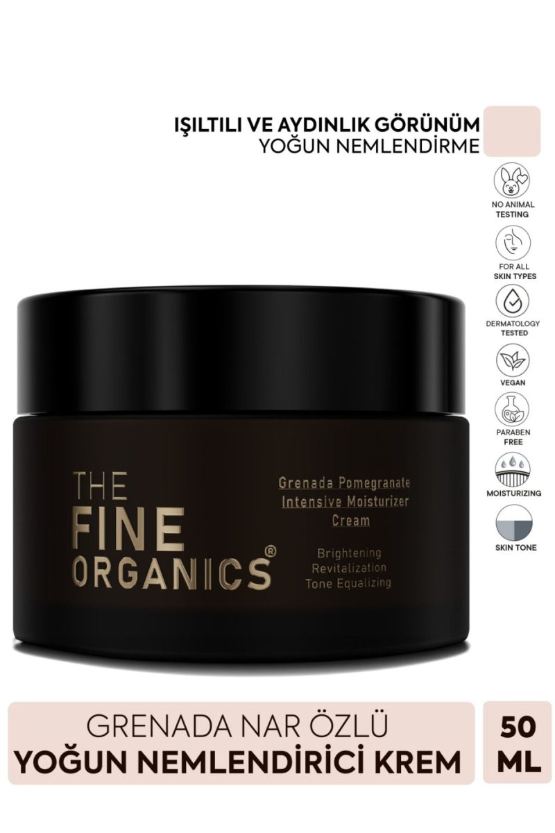 THE FINE ORGANICS Yoğun Nemlendirici Su Bazlı Yüz Kremi 48 Saat Etkili, Aydınlatıcı, Ton Eşitleyici, Grenada Narı Özlü