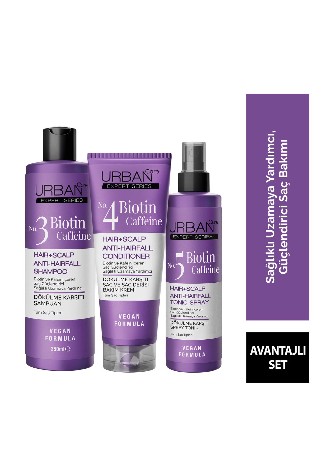 Urban Care Expert Biotin ve Kafein Dökülme Karşıtı Tonik&Şampuan&Krem Set-vegan